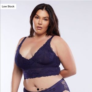 Savage x Fenty Wireless Lace Bralette in Navy 1X